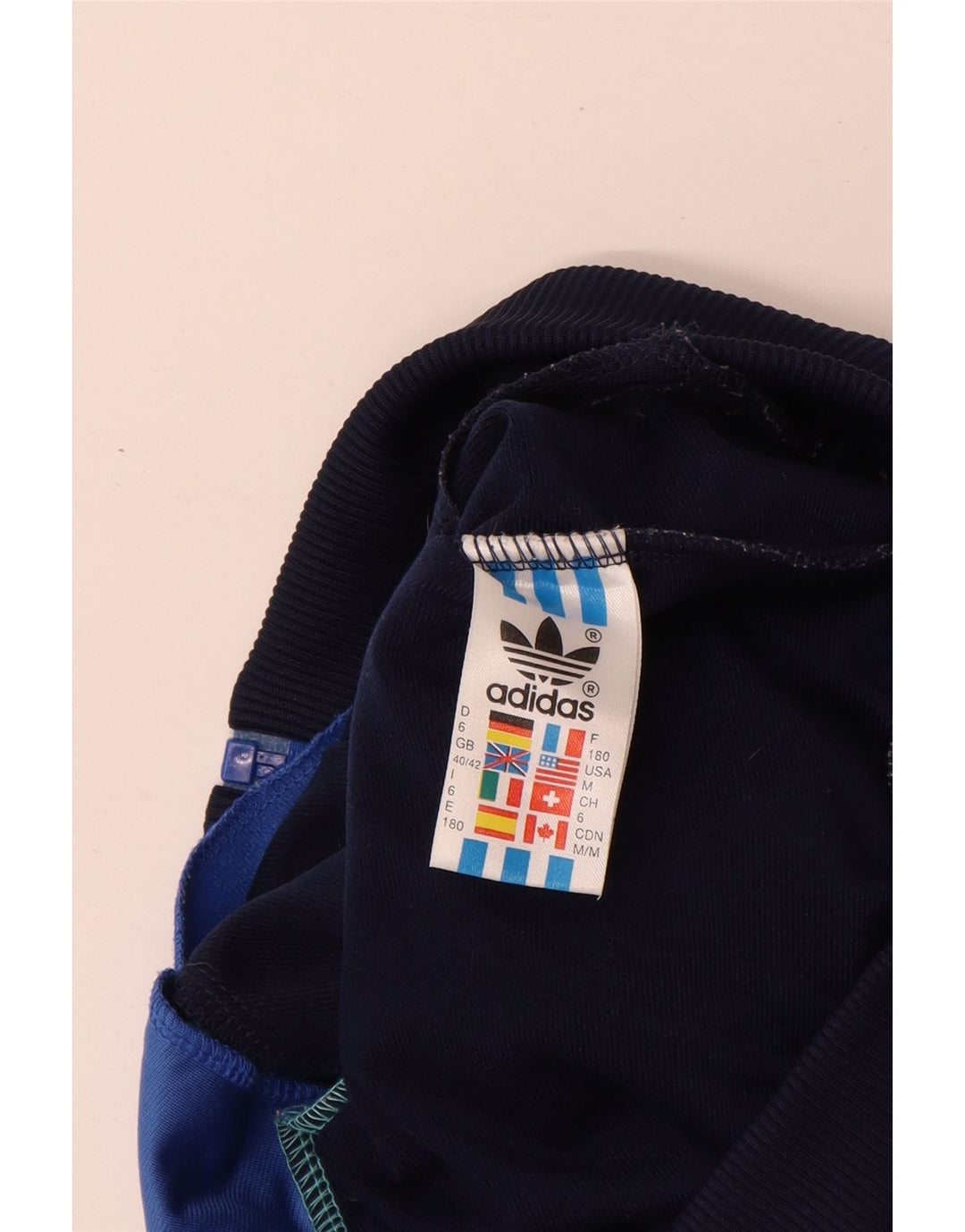 Adidas Mens Tracksuit Top Jacket UK 40/42 Médio Azul Colourblock Poliéster