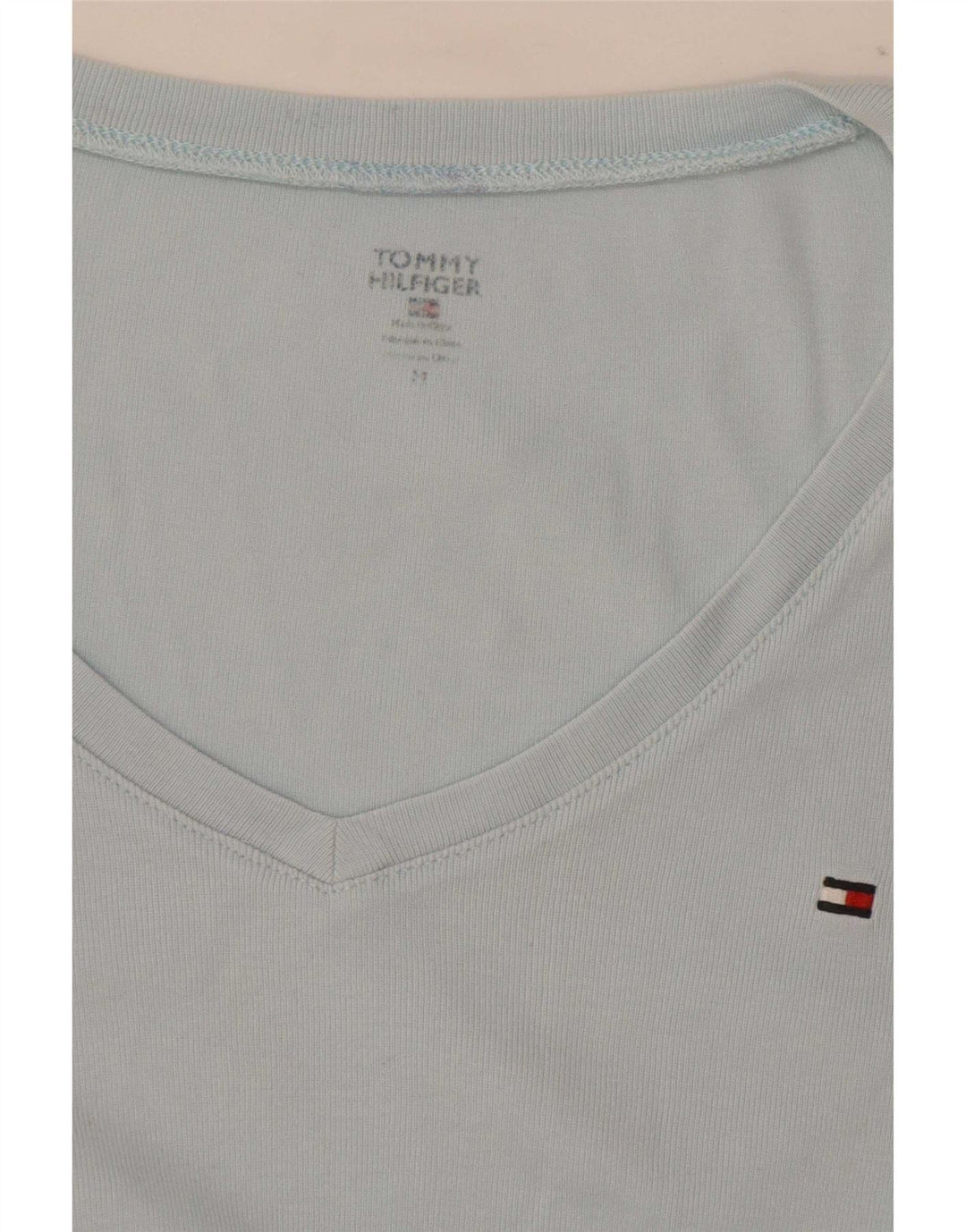 Tommy Hilfiger Camiseta Feminina Top UK 12 Médio Azul