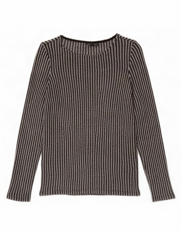 Topshop feminino de manga comprida UK 6 XS algodão listrado preto