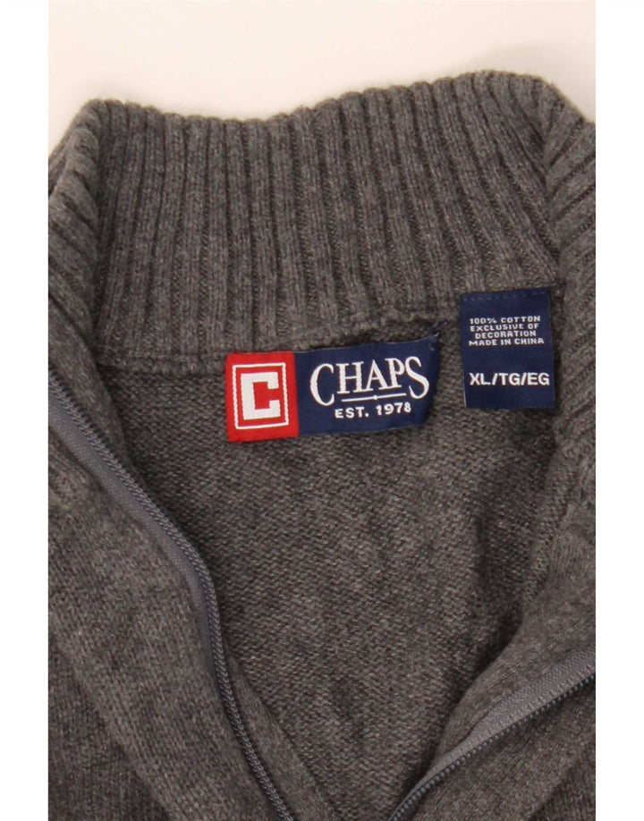 Suéter masculino Chaps com zíper e gola XL algodão cinza