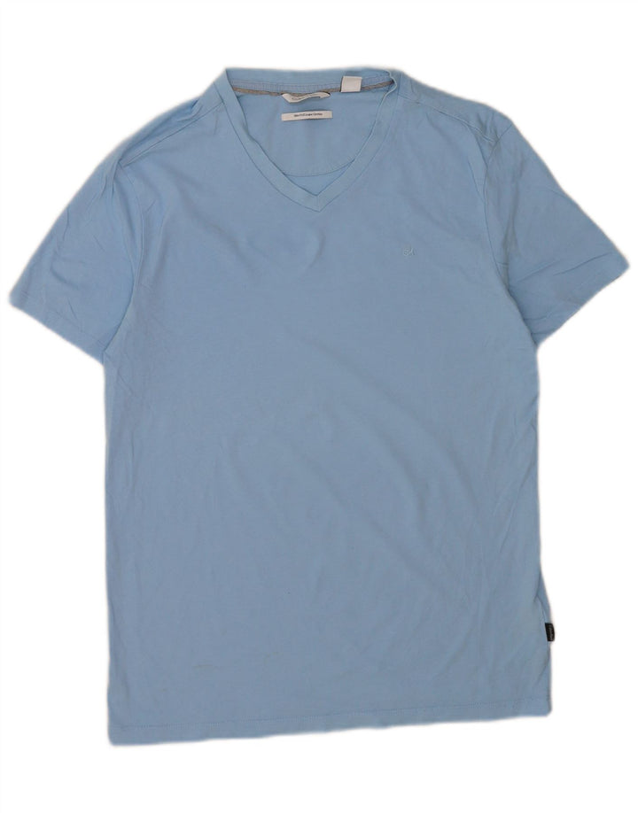 Calvin Klein Mens Slim Fit Camiseta Top Médio Algodão Azul