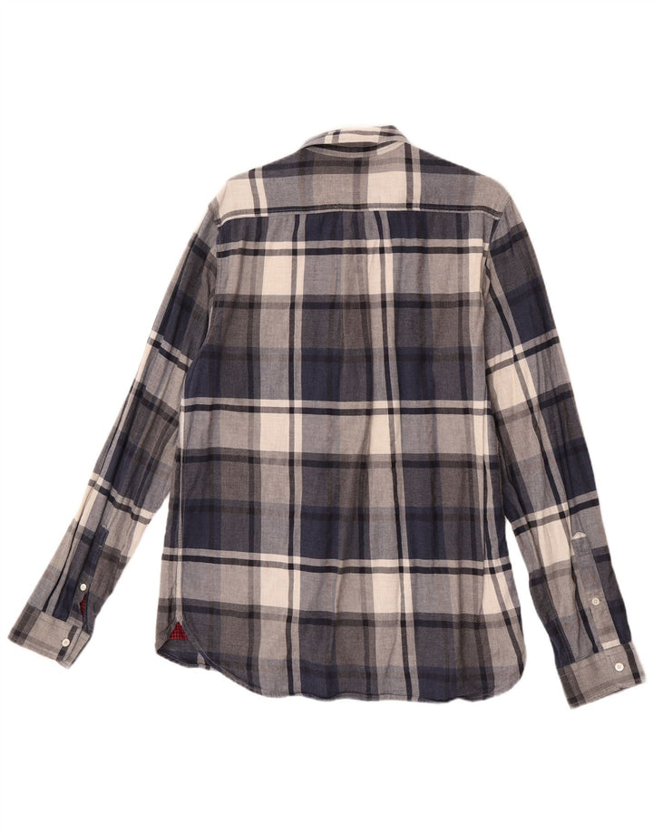 Camisa masculina de flanela Woolrich média xadrez azul marinho