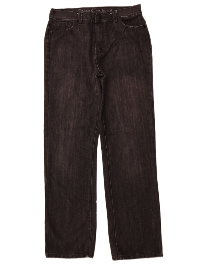 CALVIN KLEIN Meninas Rebel Straight Jeans 15-16 Anos W30 L29 Preto Clássico