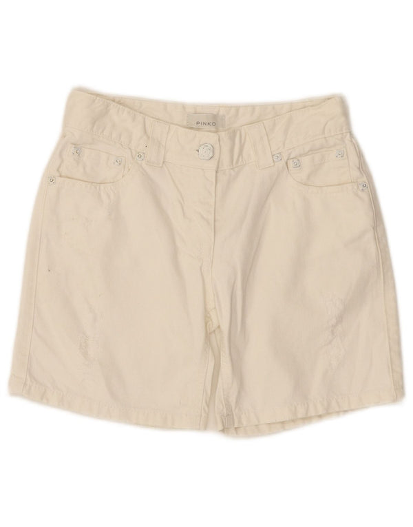 Shorts jeans femininos Pinko 11-12 anos grande W26 algodão branco