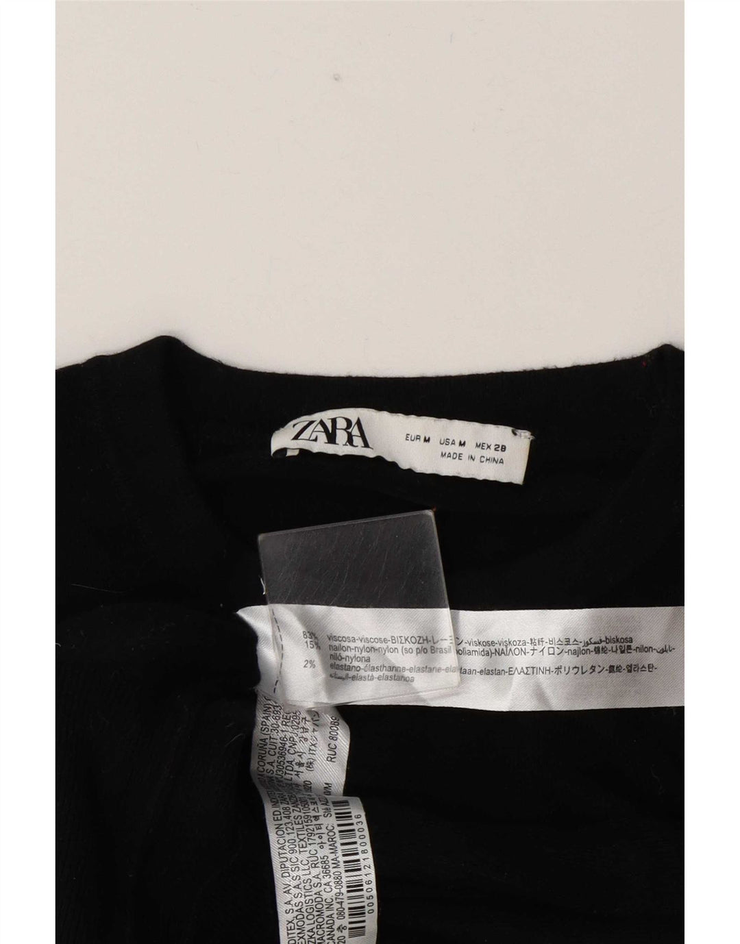 Suéter feminino Zara com gola redonda e viscose preta média UK 14