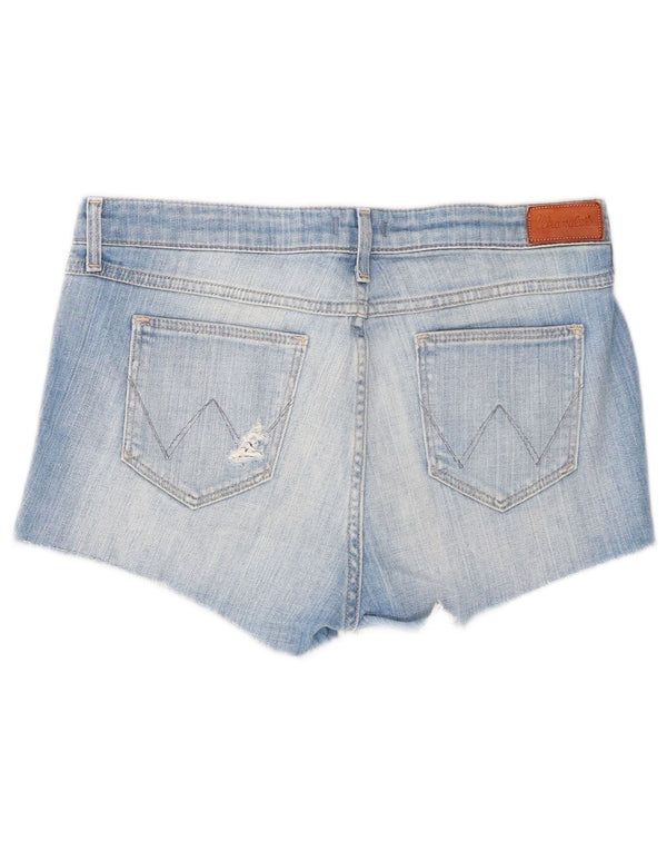 Shorts jeans feminino Wrangler Boyfriend Distressed XS W29 algodão azul