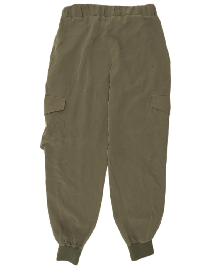 Zara Calça feminina joggers cargo pequena W28 L27 cáqui poliéster