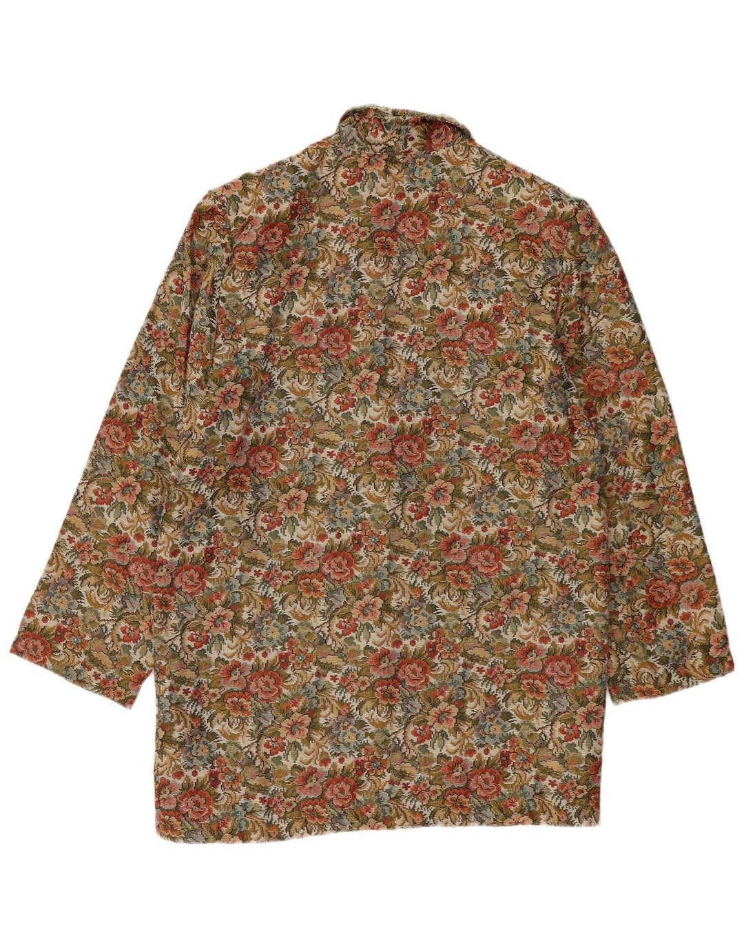 Jaqueta blazer feminina vintage com 2 botões Reino Unido 14 grande floral multicolorido