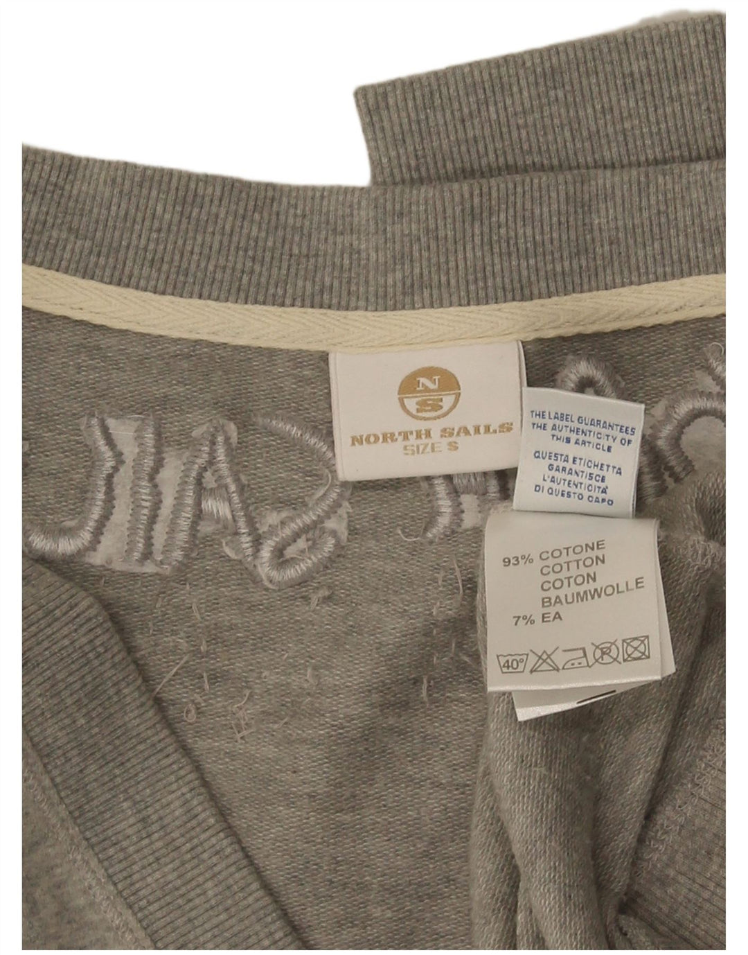 Suéter gráfico feminino North Sails UK 10 algodão cinza pequeno