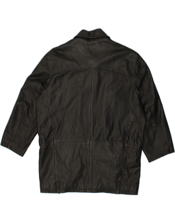 Casaco de couro masculino VINTAGE solto IT 48 couro preto médio