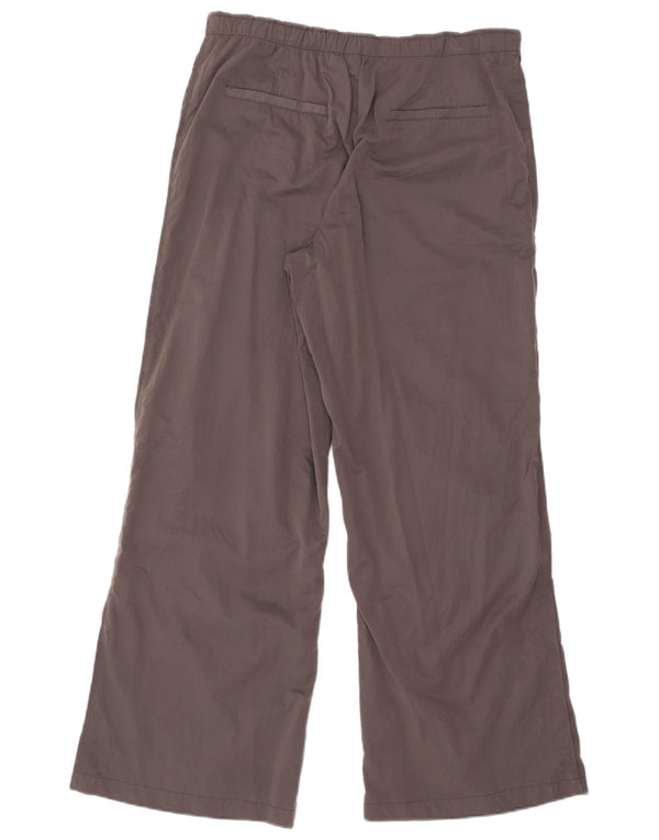 Calça feminina Zara cintura alta com perna larga grande W30 L30 cinza poliéster