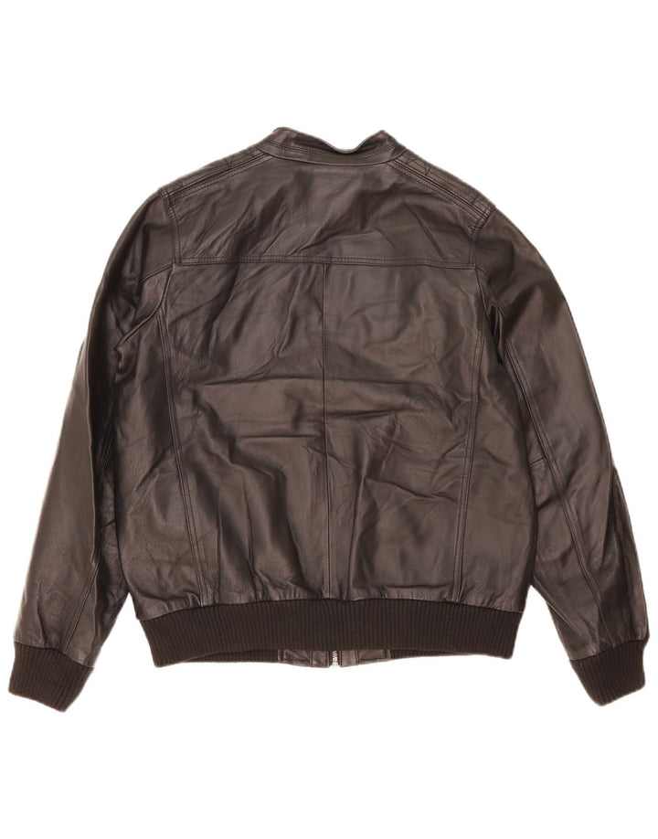 Jaqueta de couro masculina Marks & Spencer 13-14 anos couro preto
