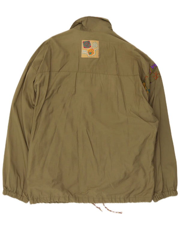 Cider Mens Utility Jacket EU 46 Small Khaki Geometric Cotton