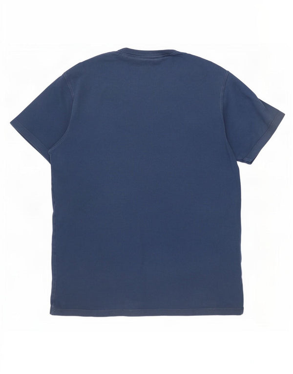 Camiseta masculina Guess Regular Fit com estampa gráfica grande de algodão azul marinho