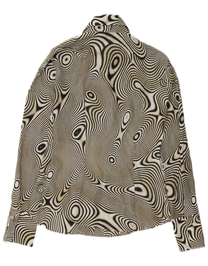 Blusa feminina com estampa abstrata BENETTON Reino Unido 14 médio preto