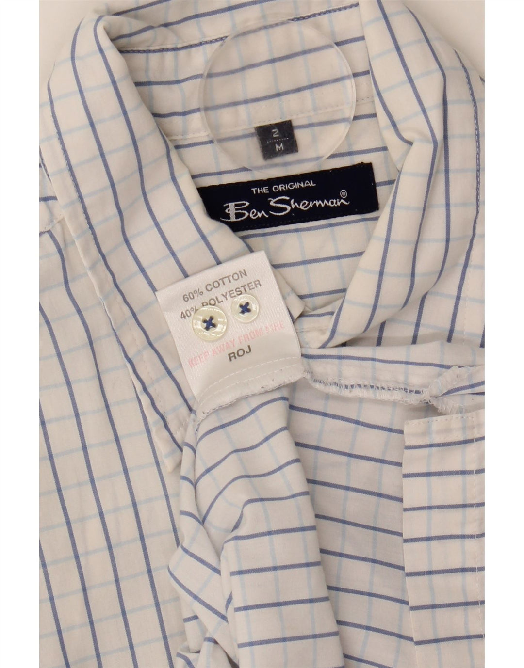 Camisa masculina de manga curta Ben Sherman de algodão xadrez azul médio