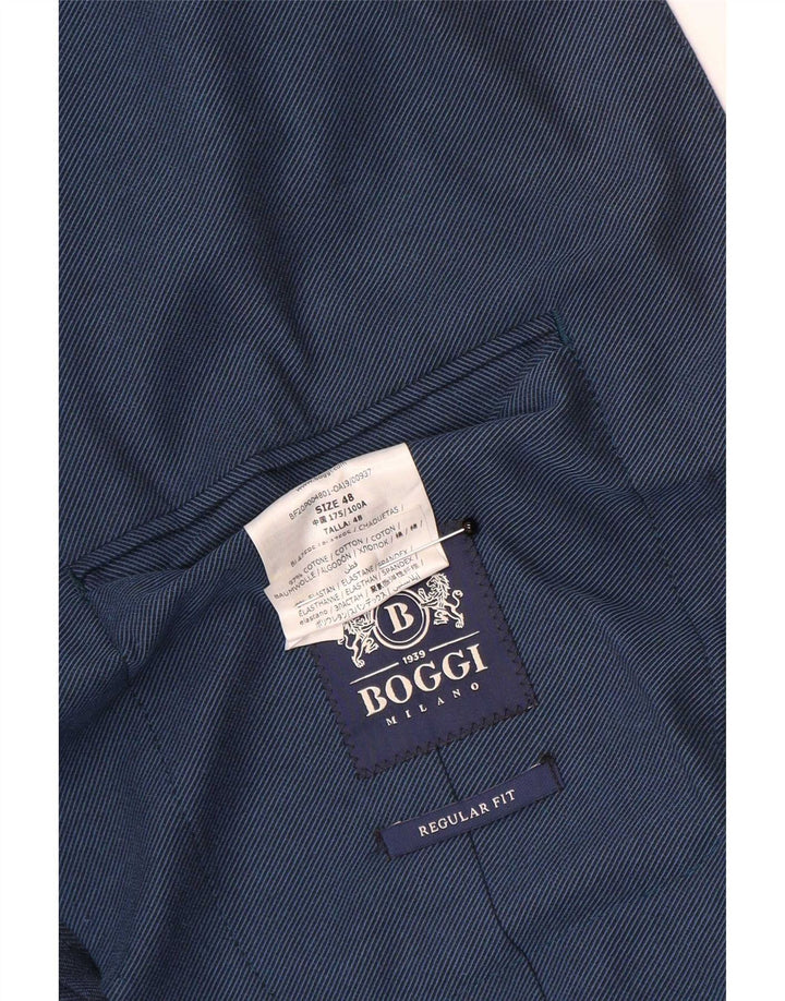 Boggi Jaqueta blazer masculina de 2 botões de ajuste regular IT 48 Algodão azul médio