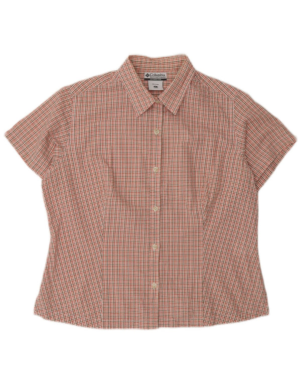 Camisa feminina de manga curta Columbia UK 18 XL algodão guingão vermelho