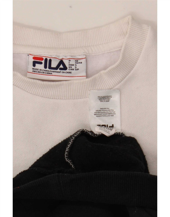 Fila moletom gráfico masculino jumper pequeno algodão colorblock branco