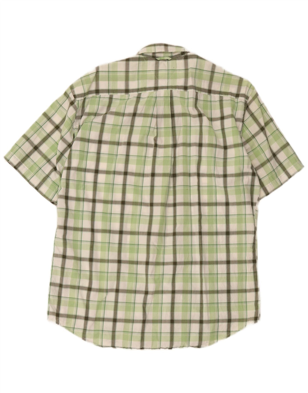 Tommy Hilfiger Camisa masculina de manga curta grande xadrez verde