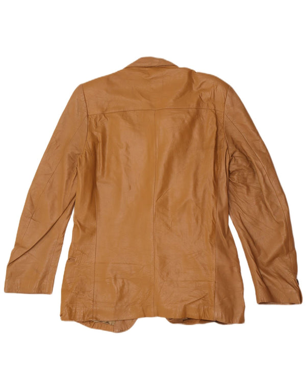 Jaqueta blazer masculina vintage de couro com 2 botões IT 48 bege médio