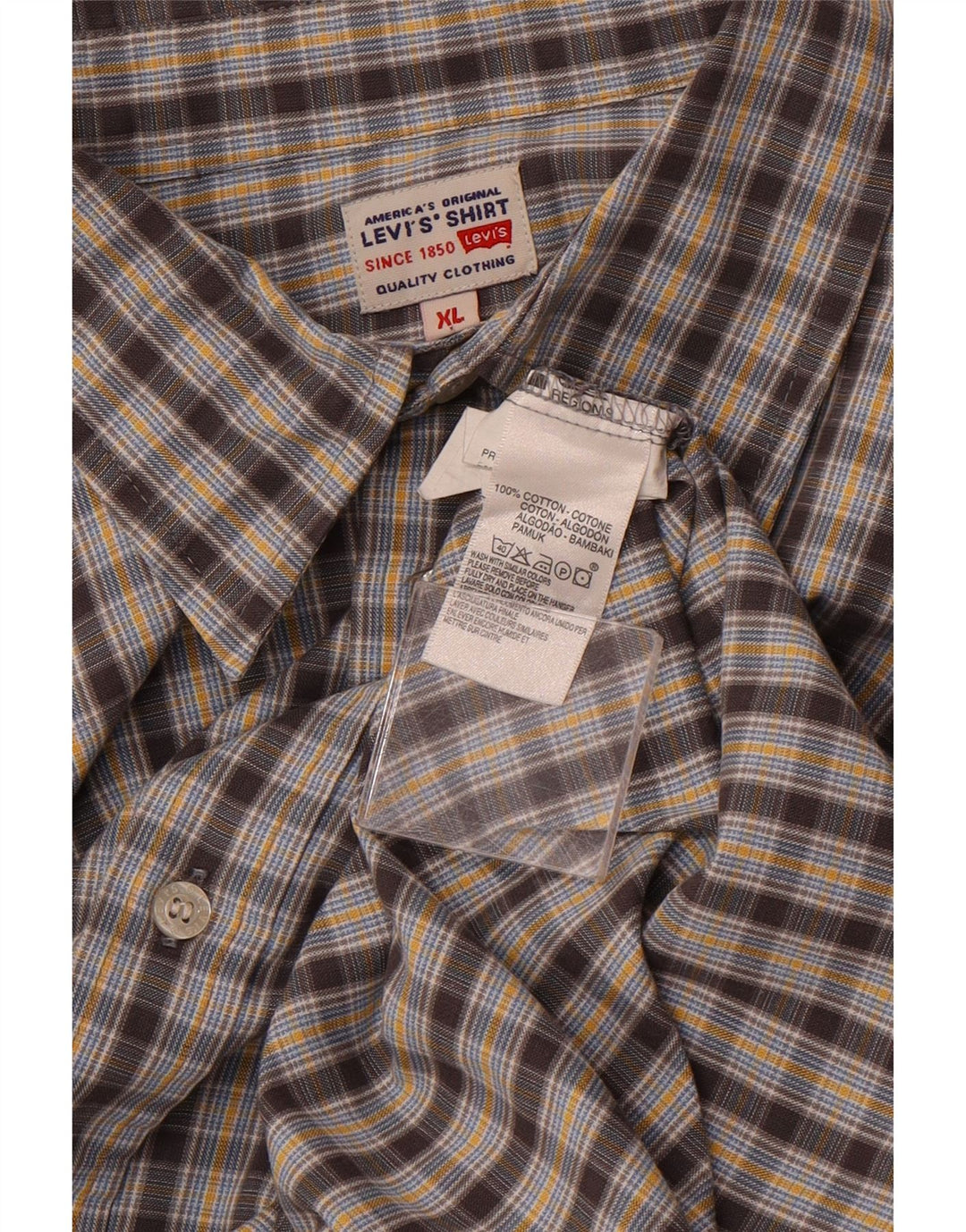Camisa masculina LEVI'S XL cinza xadrez algodão