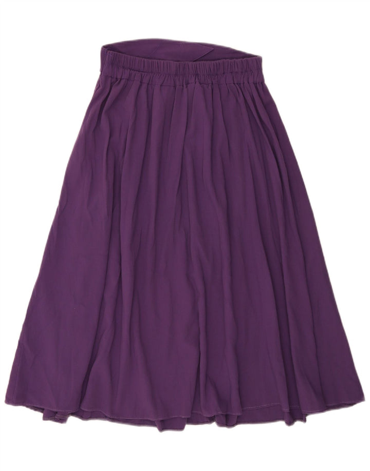Saia feminina VINTAGE plissada em linha A UK 14 médio W30 poliéster roxo