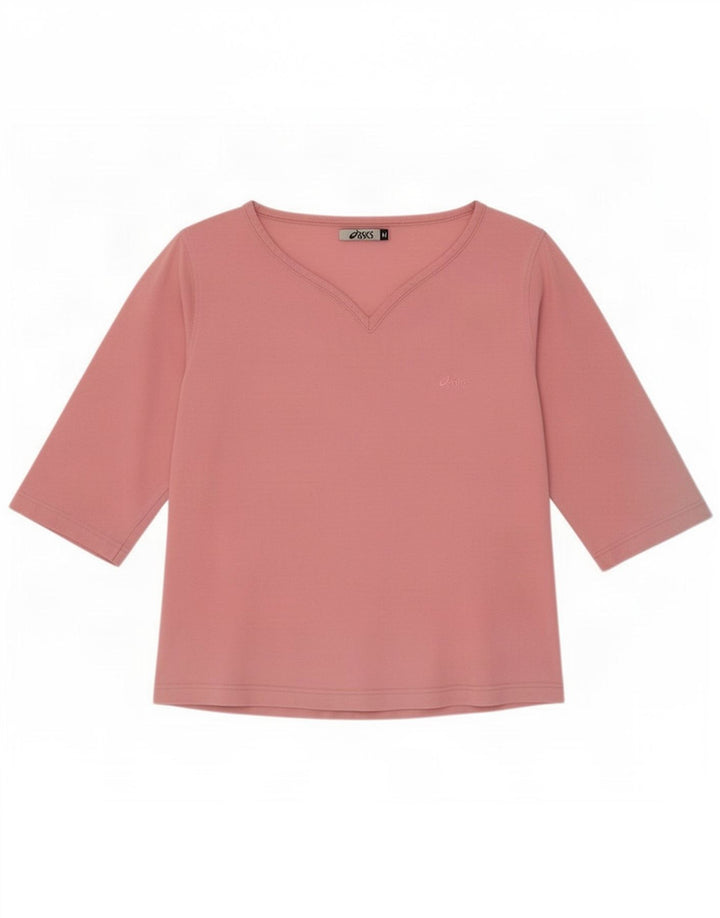 Top feminino Asics manga 3/4 UK 12 algodão rosa médio