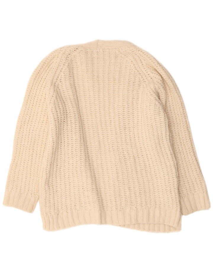 Zara Suéter Cardigan Aberto Oversized Feminino Reino Unido 14 Médio Bege Acrílico