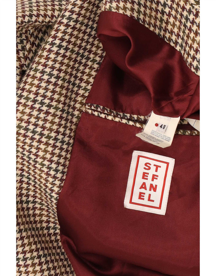 Jaqueta blazer masculina Stefanel com 2 botões IT 48 acetato marrom houndstooth médio