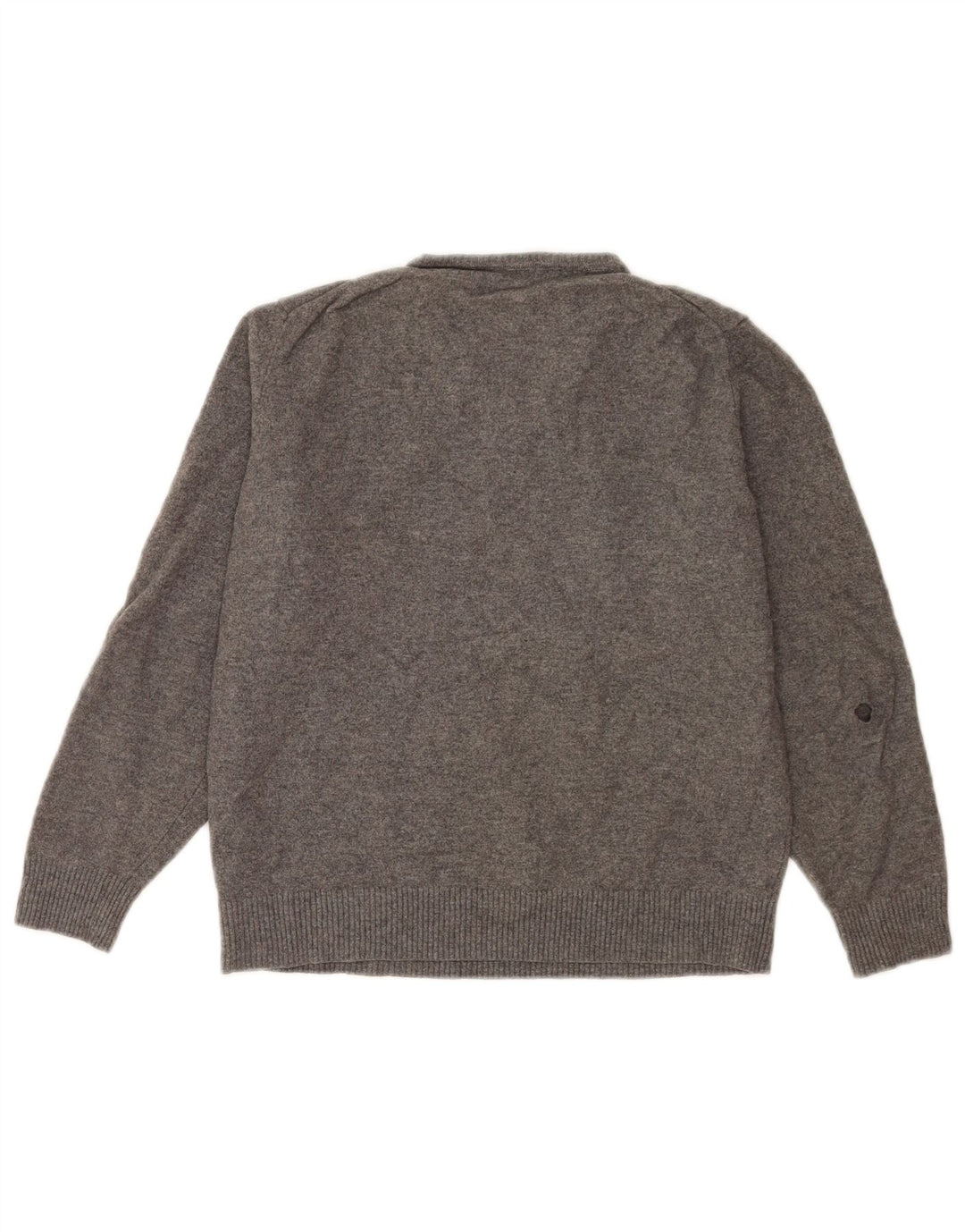 Suéter feminino Massimo Dutti com decote em V grande lã cinza