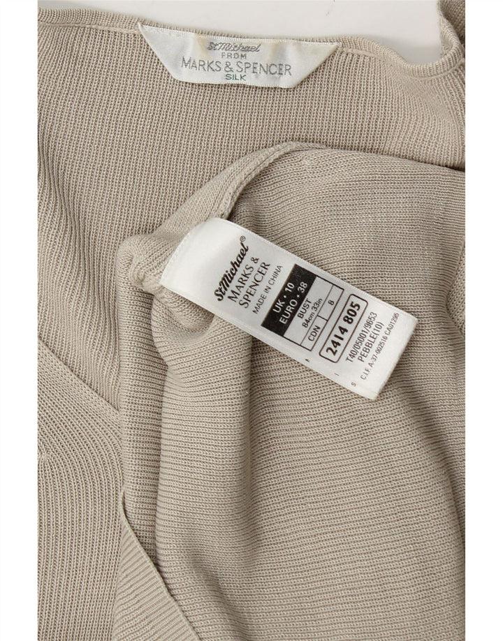 Camiseta feminina grande Marks & Spencer Reino Unido 10 pequena seda cinza