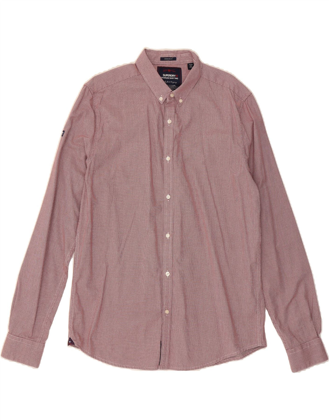 SUPERDRY Mens Regular Fit Shirt XL Red Houndstooth Cotton Vintage Superdry and Second-Hand Superdry from Messina Hembry 