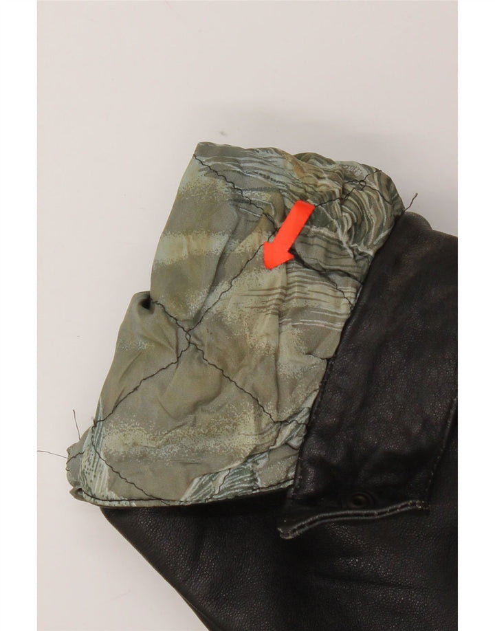 Jaqueta de couro masculina vintage UK 44 2XL preta