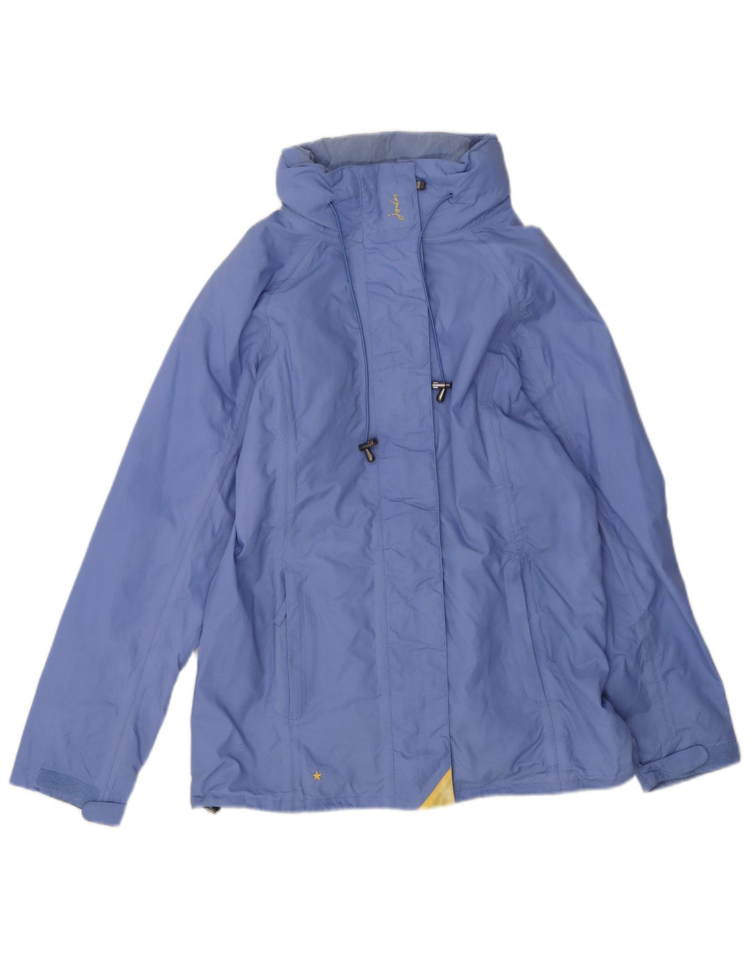 Jaqueta de chuva grande com capuz feminina Joules UK 10 poliéster azul pequeno
