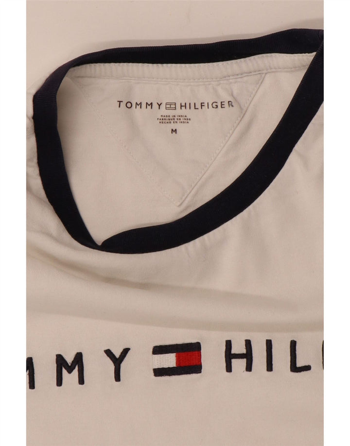 Tommy Hilfiger Camiseta masculina gráfica Top Médio Branco