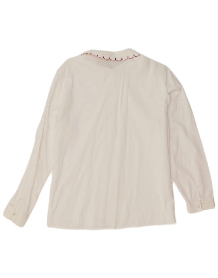 Camisa feminina vintage IT 46 grande algodão branco