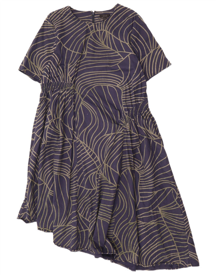 COS Vestido assimétrico feminino EU 42 grande algodão geométrico azul marinho