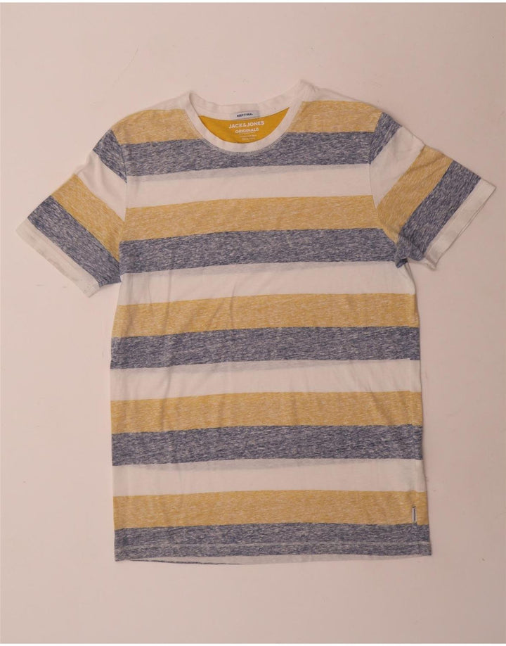Camiseta masculina Jack & Jones grande poliéster listrado multicolorido
