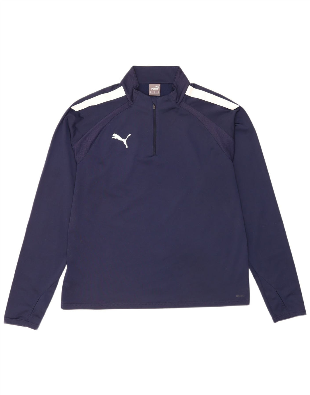 Puma Mens Zip Neck Pullover Treino Top XL Azul Marinho Colorblock