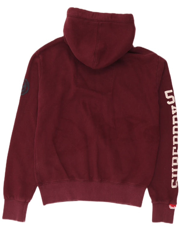 Suéter masculino Superdry com capuz e zíper gráfico grande algodão Borgonha