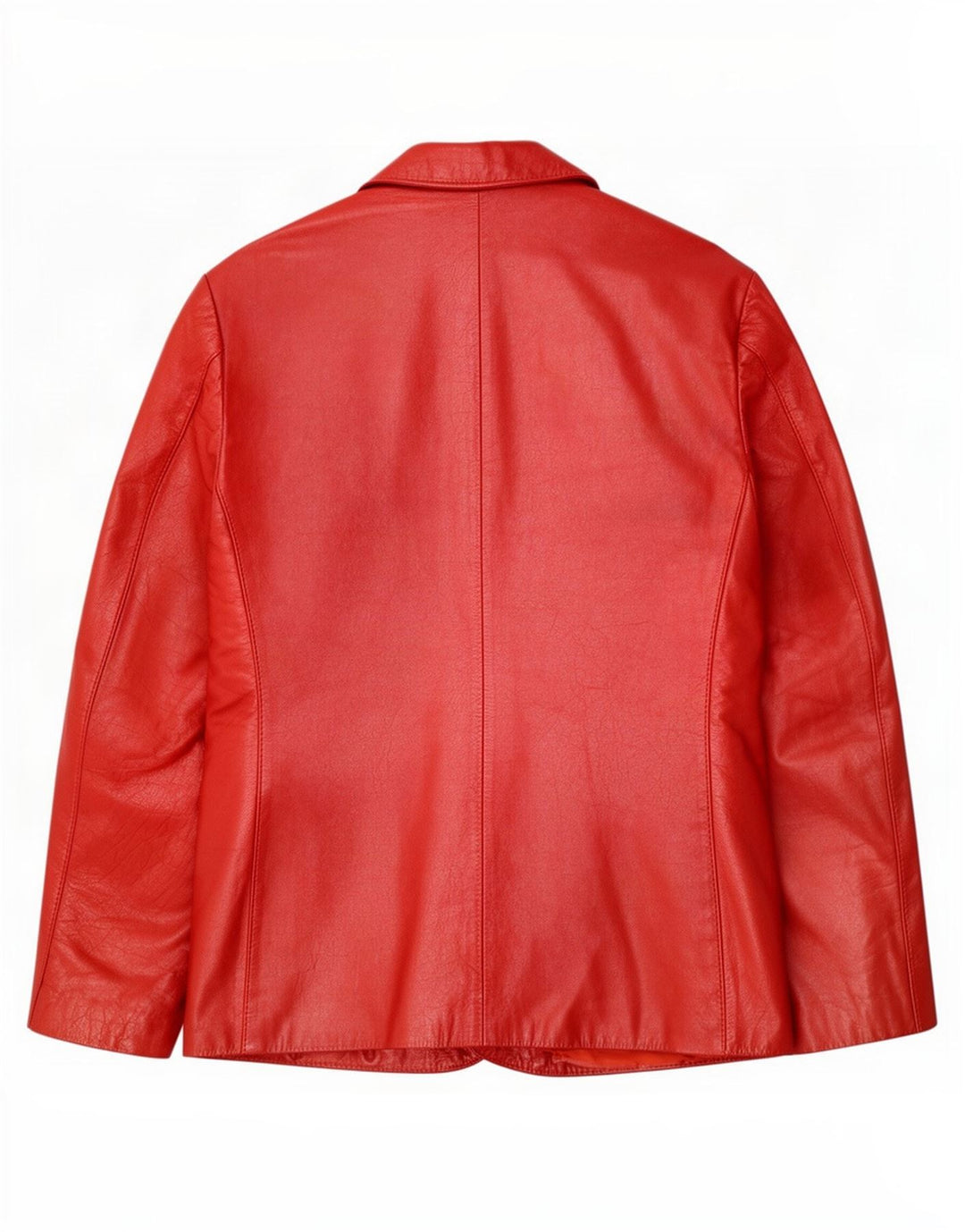 Jaqueta blazer feminina vintage de couro com 2 botões Reino Unido 12 vermelho médio