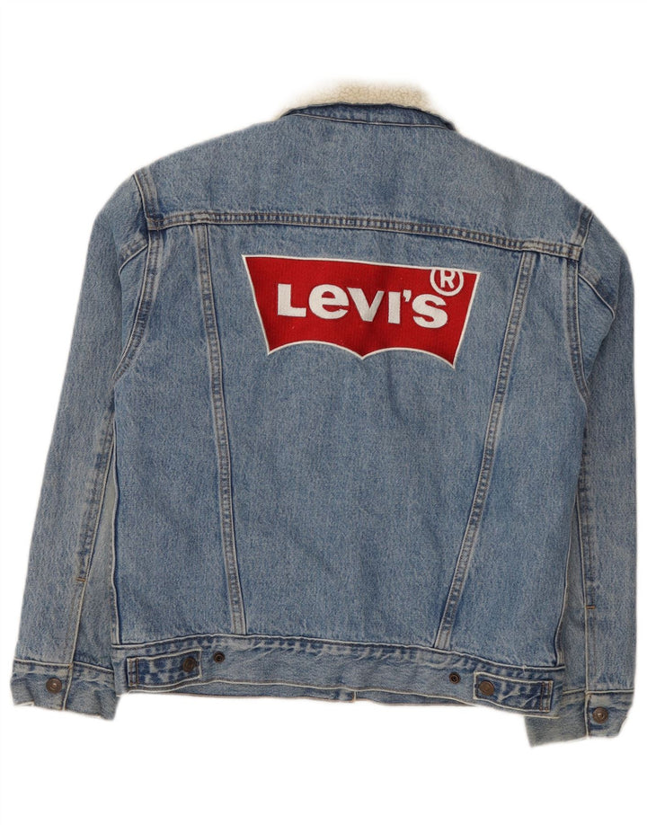 Jaqueta jeans feminina Levi's Graphic Sherpa Reino Unido 10 algodão azul pequeno