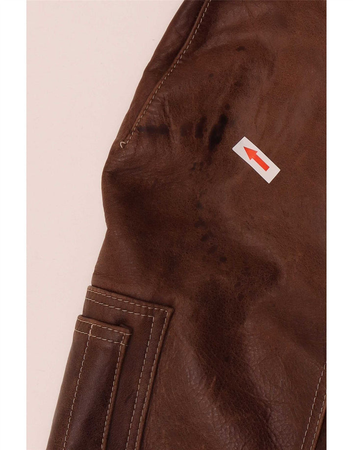 Jaqueta bomber de couro masculina vintage IT 52 2XL marrom