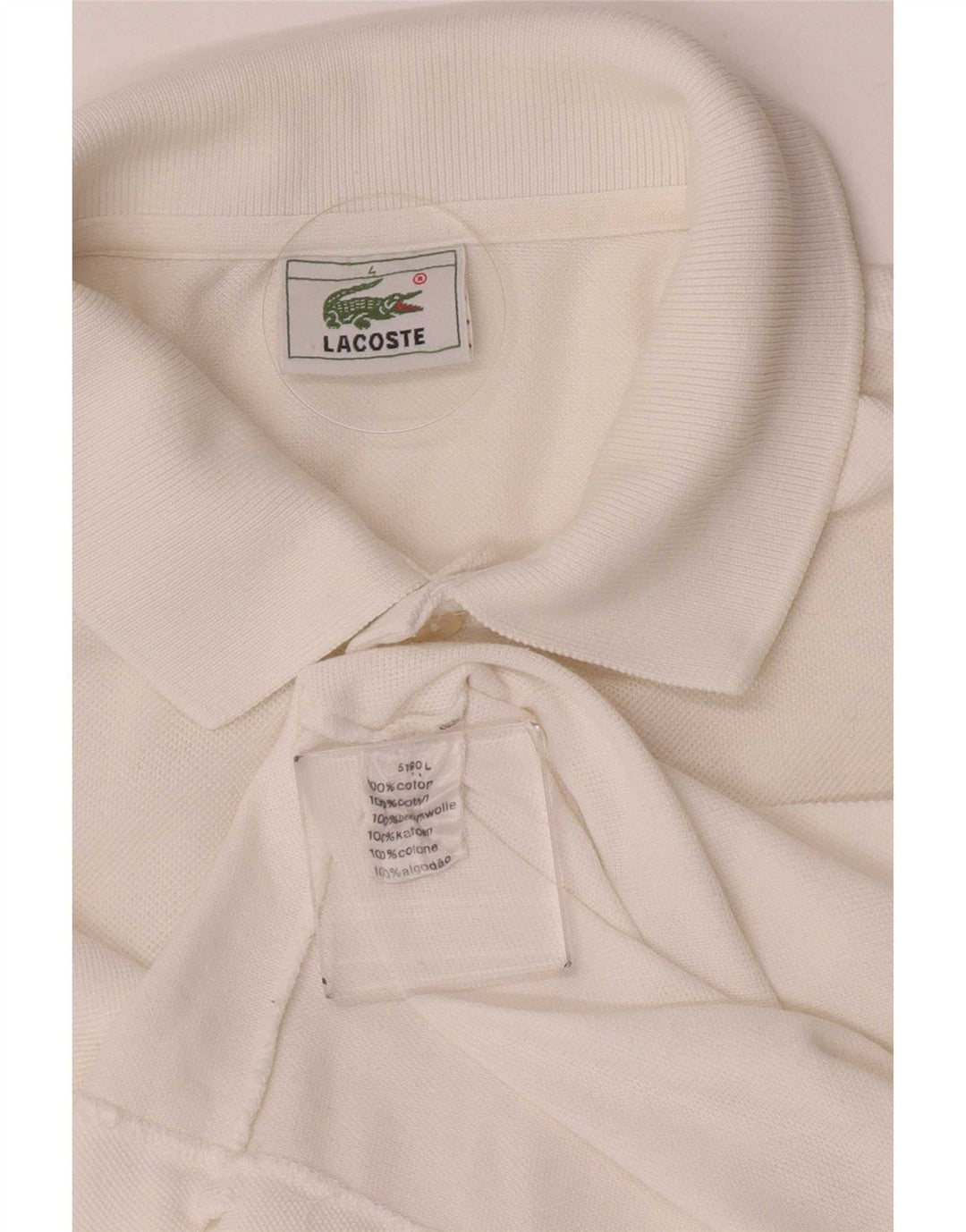 Camisa polo masculina Lacoste tamanho 4 médio algodão branco