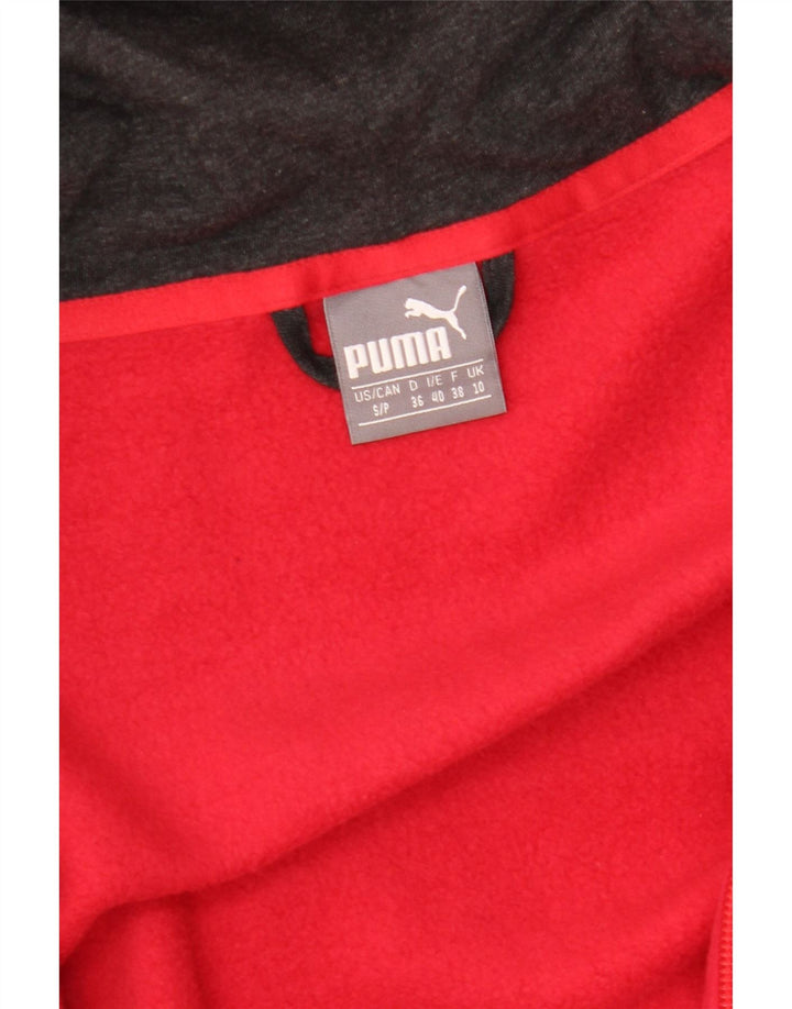 Suéter PUMA feminino com capuz e zíper UK 10 pequeno vermelho