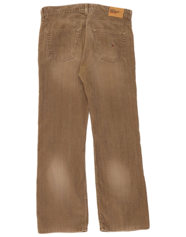Calça feminina Tommy Hilfiger Bootcut veludo cotelê W34 L32 algodão bege