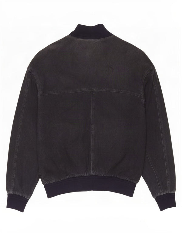 Max Mens Suede Bomber Jacket UK 38 Couro Azul Marinho Médio