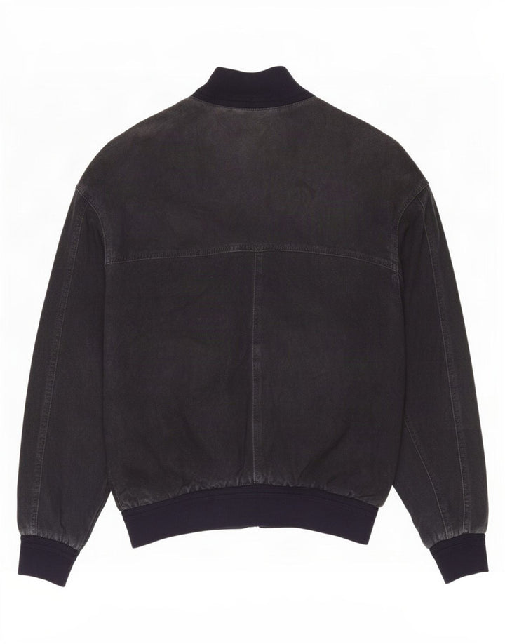 Max Mens Suede Bomber Jacket UK 38 Couro Azul Marinho Médio