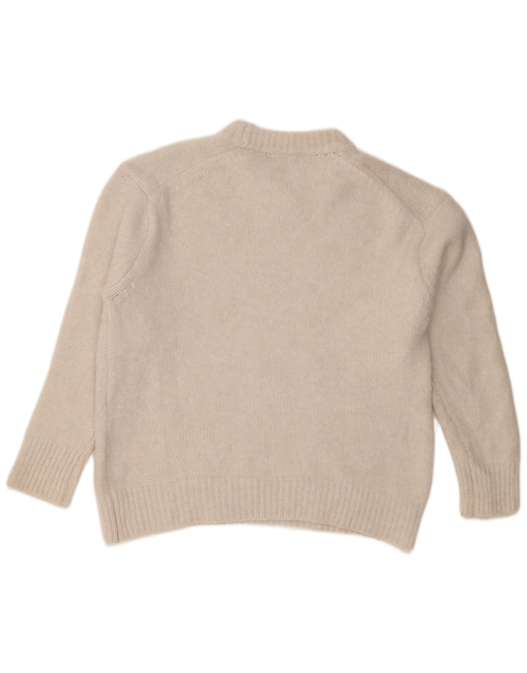 Suéter feminino Zara com gola redonda grande, Reino Unido 14, médio, branco, poliéster